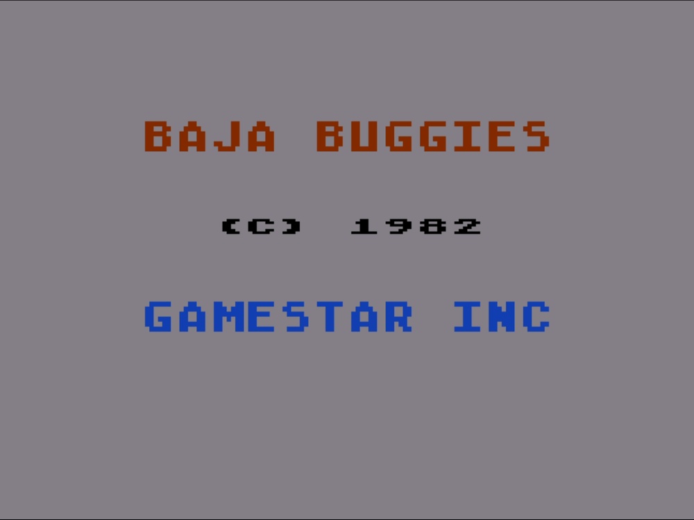 Title Screen of Baja Buggies for Atari 8 Bit